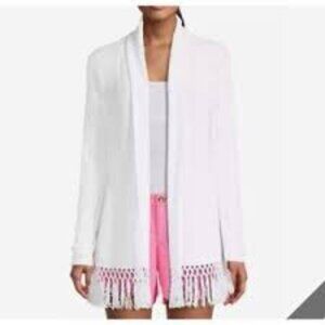 Lilly Pulitzer Tatum White Fringe Cardigan Sweater